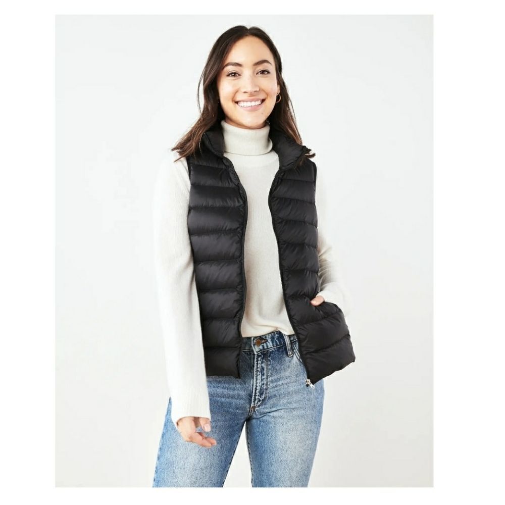 Old Navy Black Sleeveless High Collar Puffer Vest Jacket Size Large